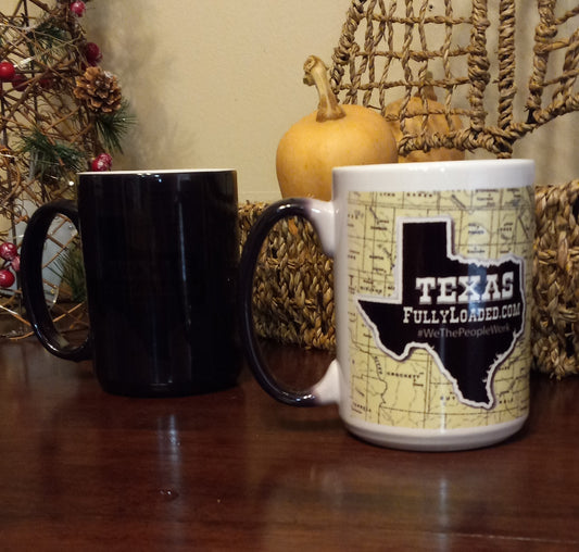 15 Oz Texas Fully Loaded "Oldtimey Texas Roadmap" Color Changing Mug